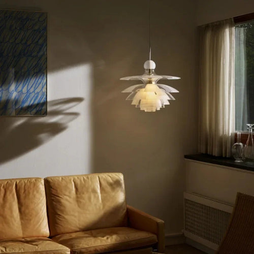 lustre en verre led moderne design scandinave éclairage suspendu élégant - vue 4 sur 8