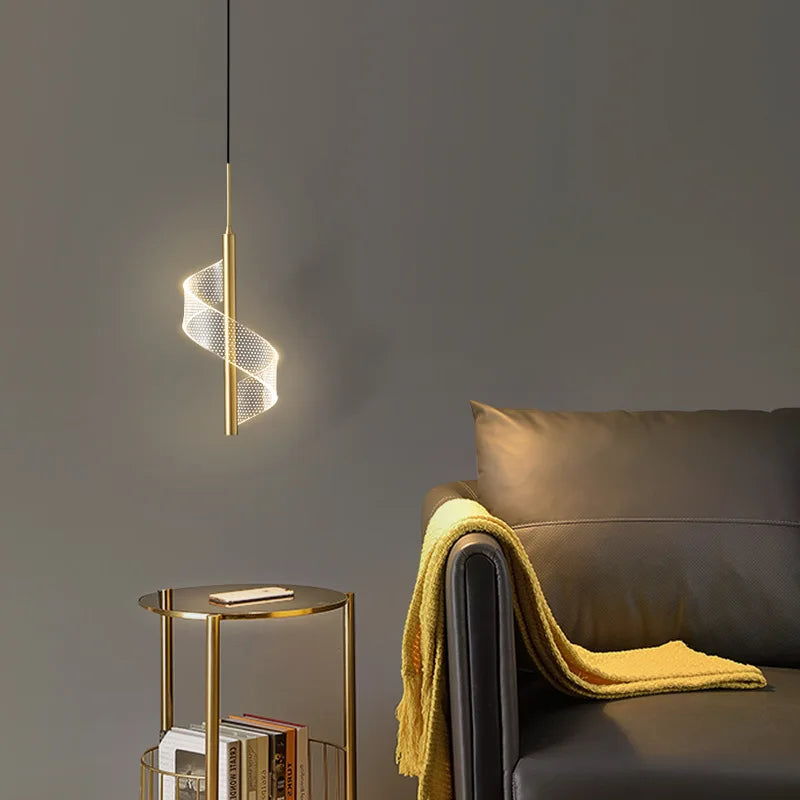 lustre moderne en verre ondulé design géométrique pour décoration intérieure - vue 4 sur 14