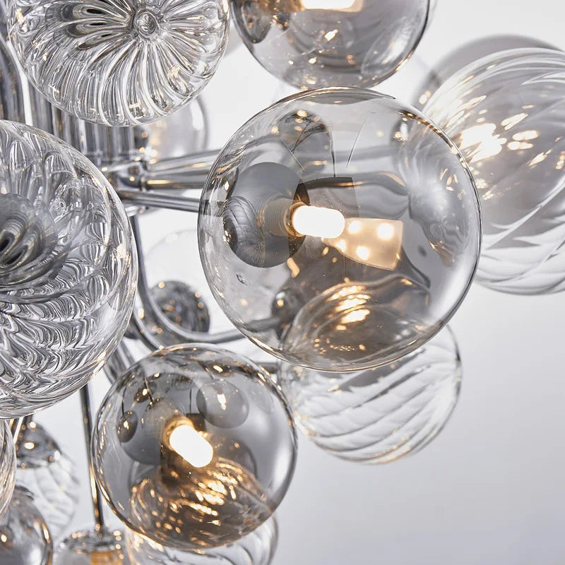 lustre nordique à bulles d'air en boule de verre argentée - vue 5 sur 10