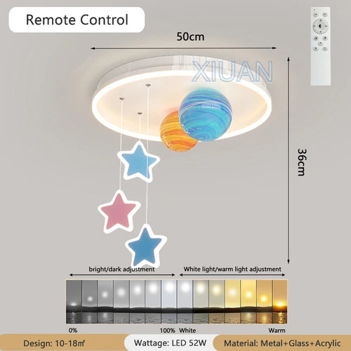 lustre créatif pour école maternelle en verre coloré planète univers étoile - vue 8 sur 7