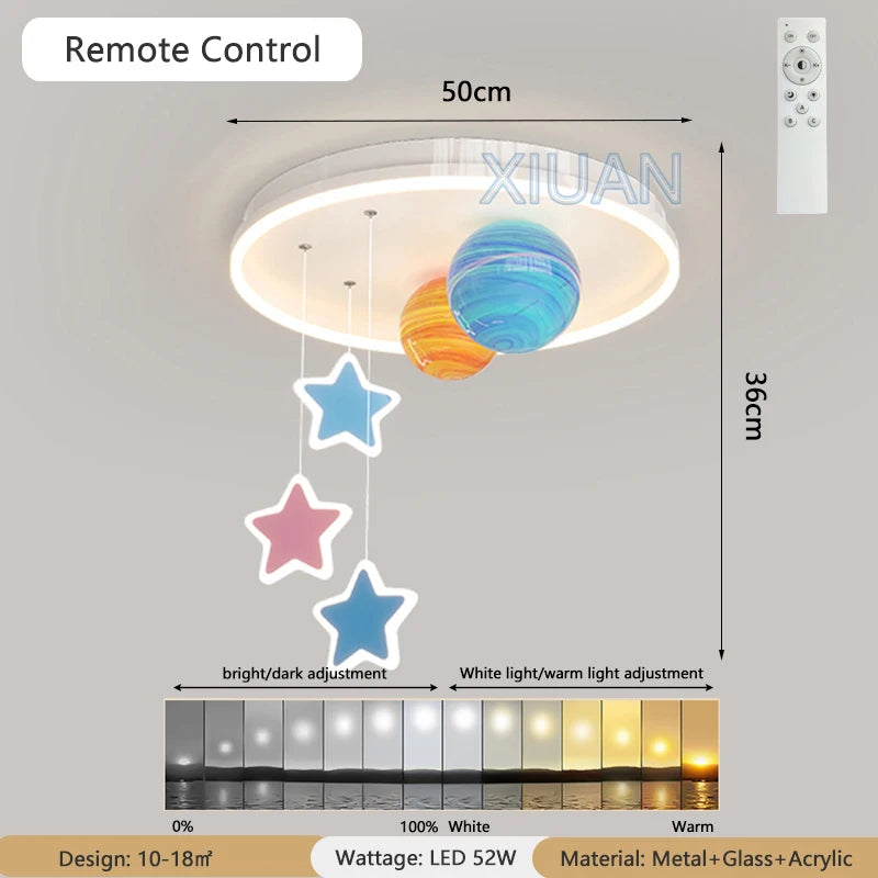 lustre créatif pour école maternelle en verre coloré planète univers étoile - vue 7 sur 7