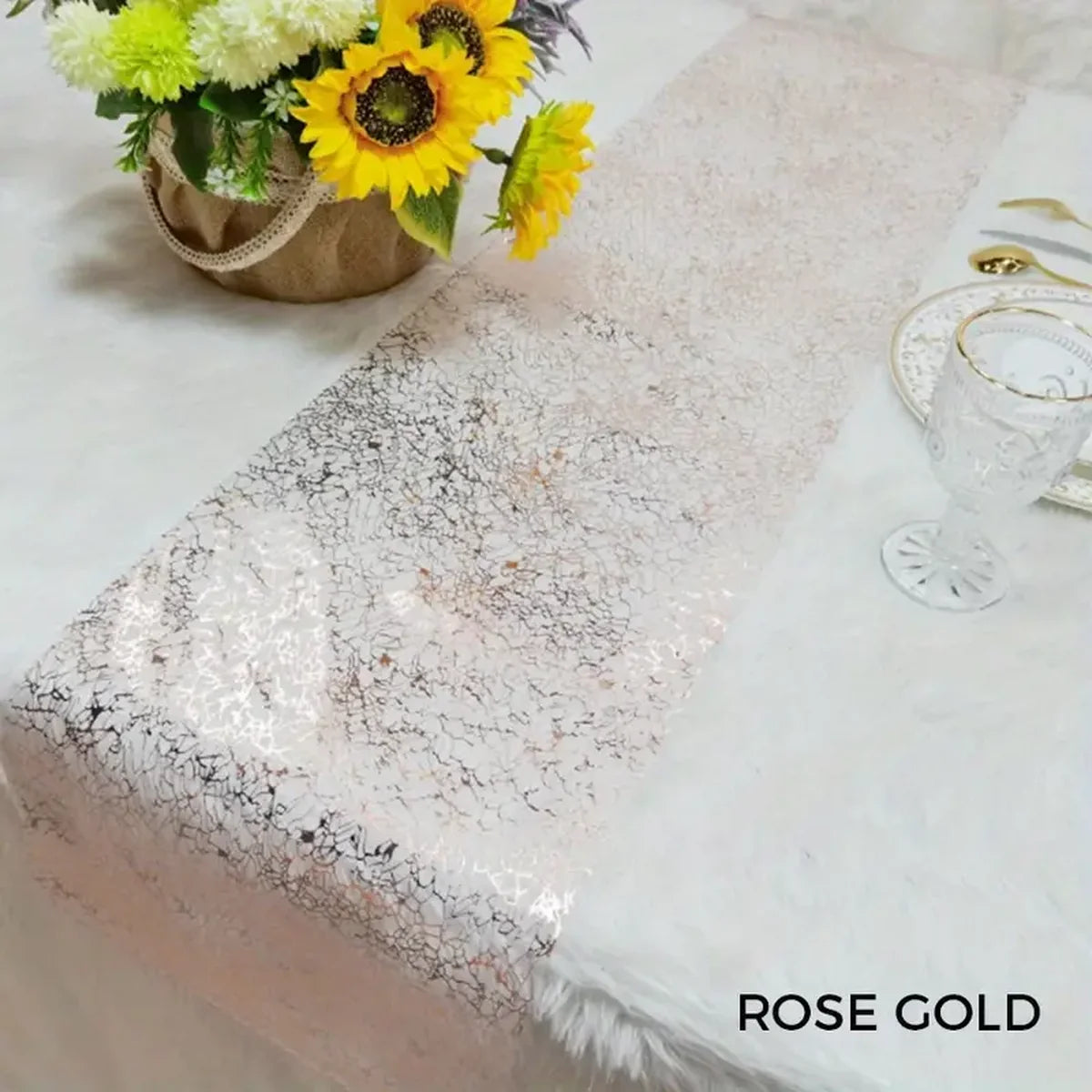Chemin de table rose gold paillettes brillantes fête - vue 5 sur 7