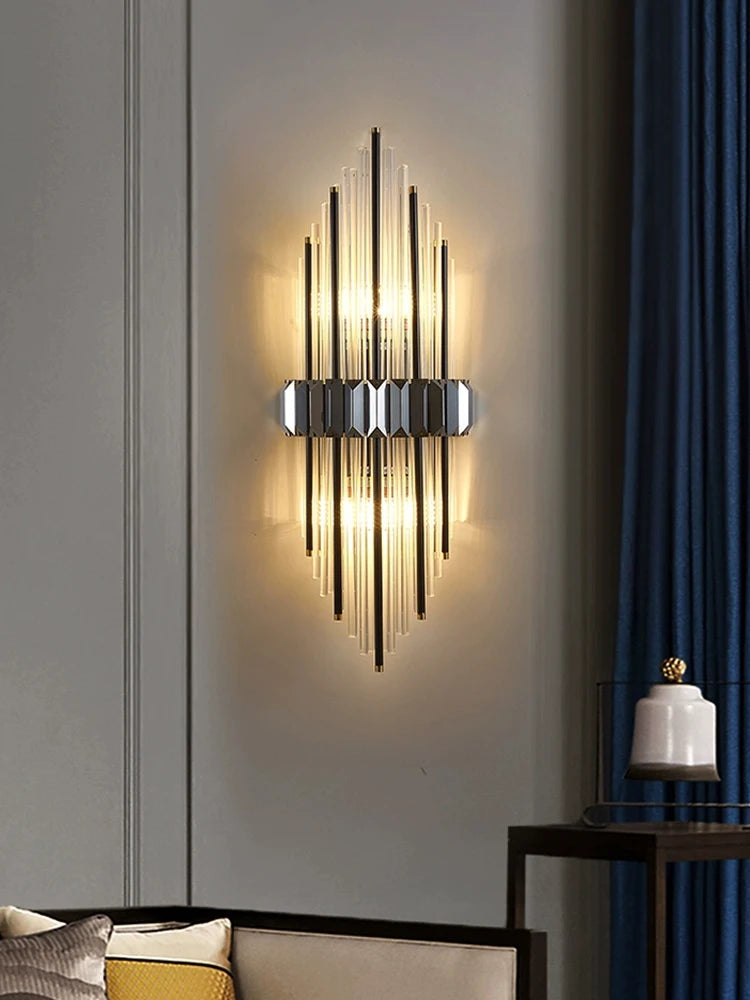 applique murale moderne en acier inoxydable et cristal décoratif - vue 4 sur 14