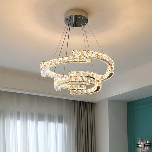 Modern Luxury K9 Crystal Led Chandelier In Dining Room, Nordic Living Room, Kitchen Lights, Bar, Bedroom Lighting Chandelier - vue 3 sur 13