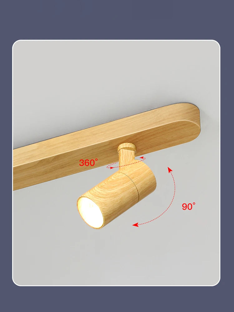 lustre led moderne design imitation bois pour intérieur - vue 6 sur 16