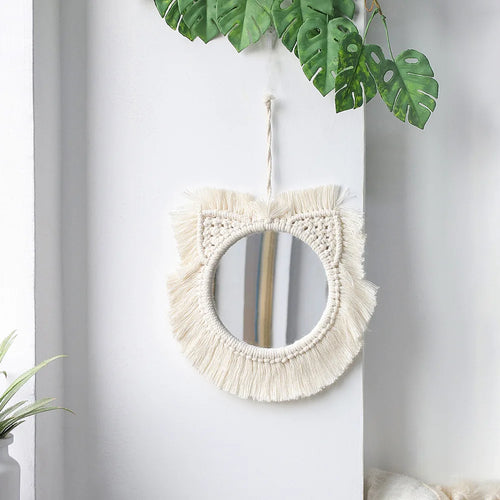 miroir mural en macramé style bohème pour décoration intérieure - vue 12 sur 13