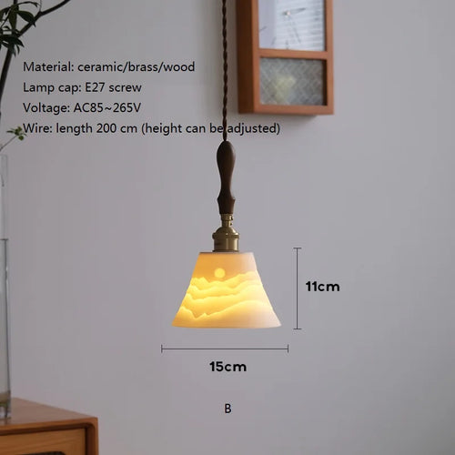 lustre nordique vintage en céramique et laiton luminaire suspendu - vue 10 sur 10