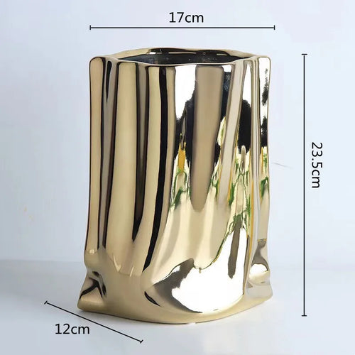 vase en céramique avec volants argentés pour fleurs décoratives - vue 13 sur 12