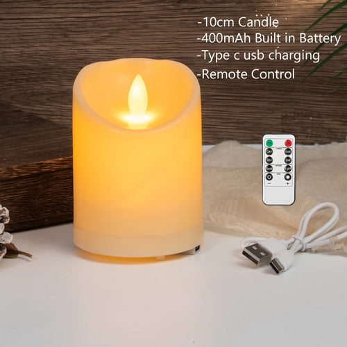 bougie pilier led rechargeable à distance avec minuterie et ambiance festive - vue 9 sur 13