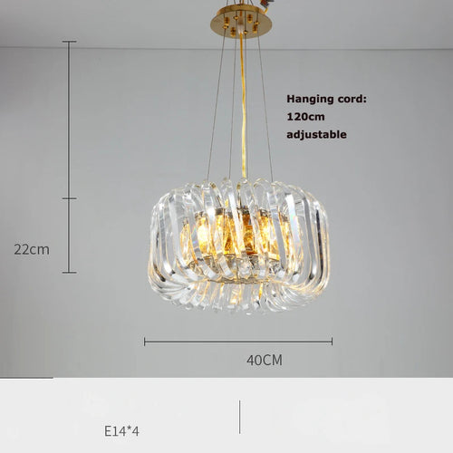 plafonnier moderne rond en cristal doré à led dimmable - vue 10 sur 16