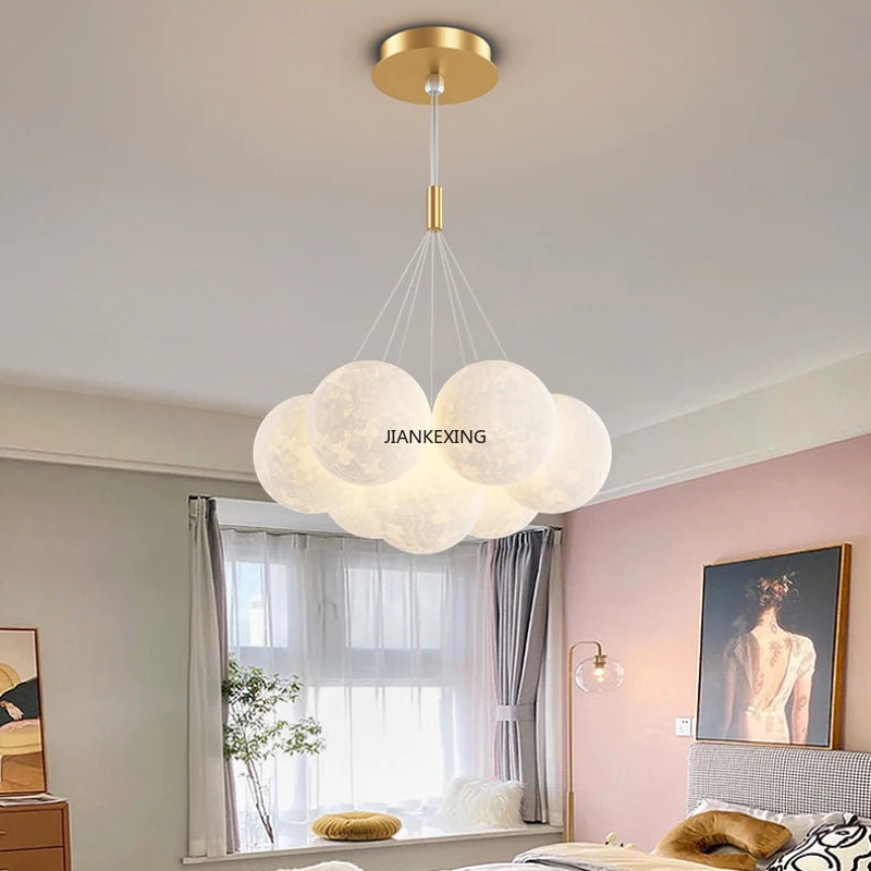 lustre moderne led boule à bulles suspension luminaire décor - vue 4 sur 24