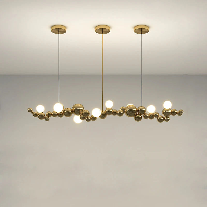suspension design led art déco en or chromé pour intérieur élégant - vue 1 sur 16