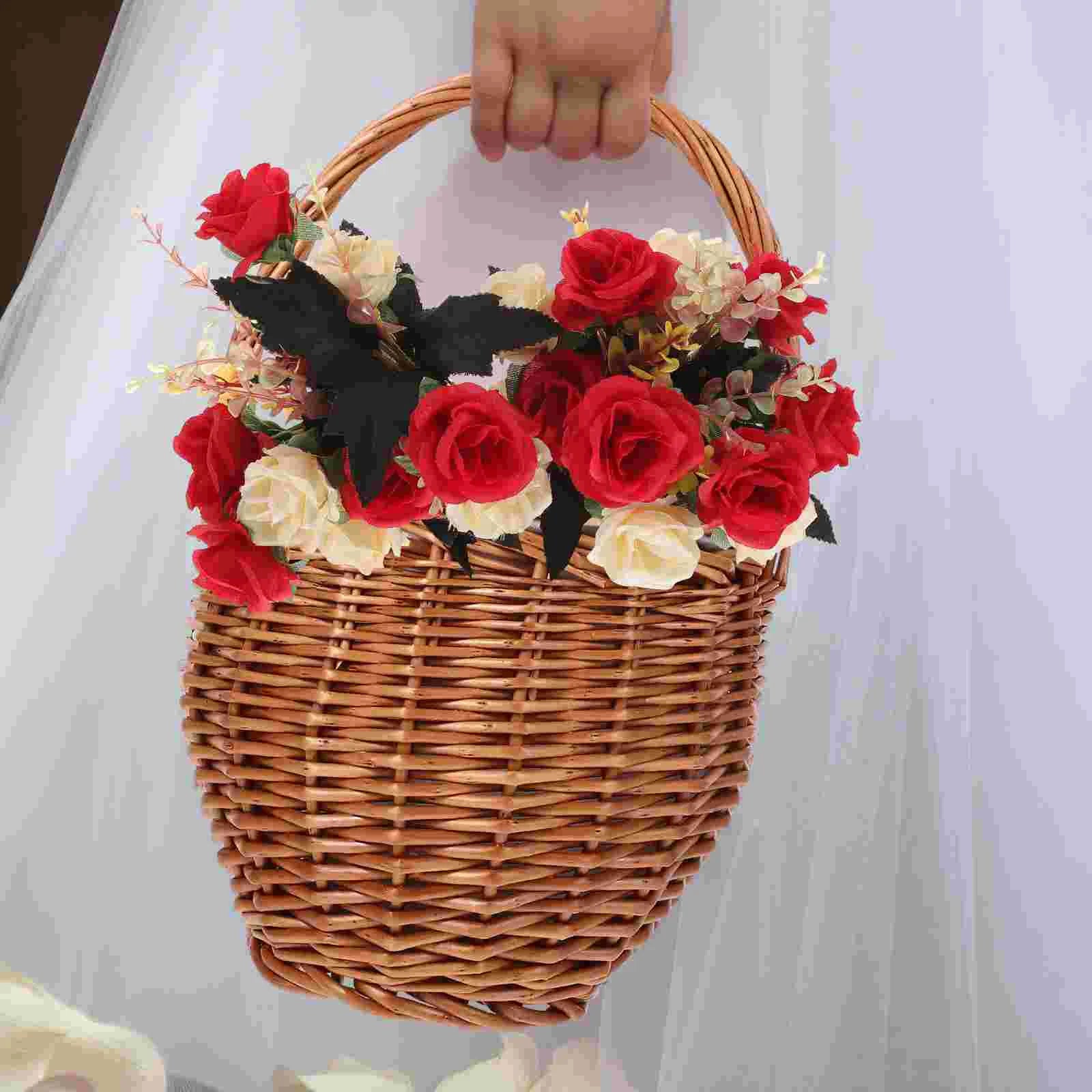 panier de pique-nique en osier pliable avec fleurs - vue 8 sur 8