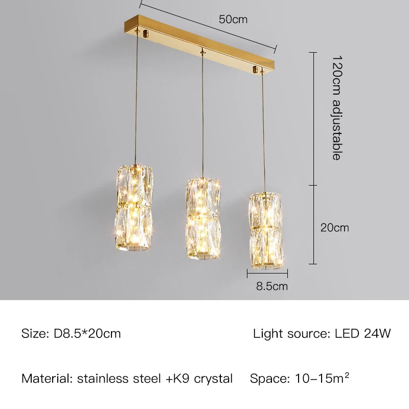 suspension nordique moderne en acier inoxydable et cristal décoratif - vue 14 sur 18
