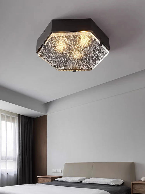 plafonnier en cuivre luxe design en verre ondulé pour intérieur moderne - vue 5 sur 7