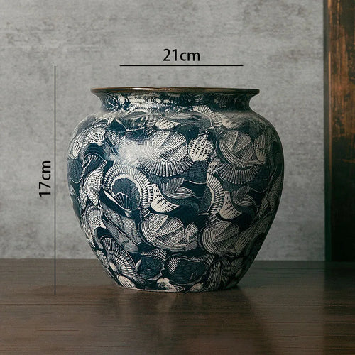 vase rétro en céramique fait main avec dorure décorative - vue 10 sur 9