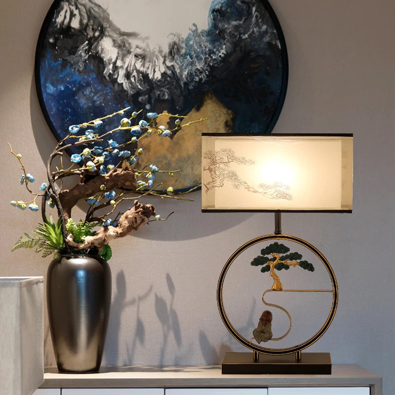 lampe de table style chinoiserie rétro pour salon de thé - vue 4 sur 7