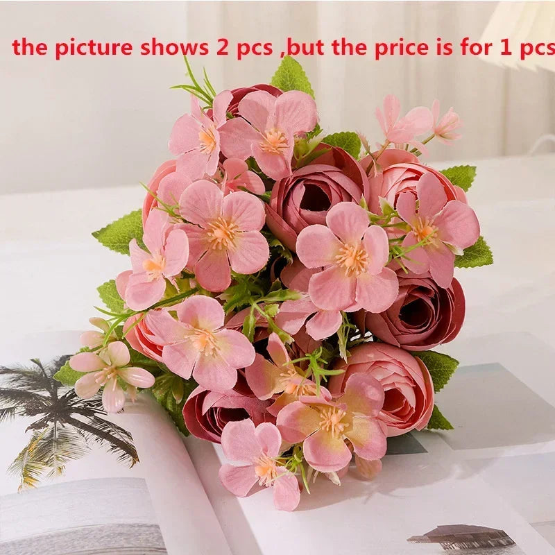 bouquet de fleurs artificielles en soie pour décoration intérieure - vue 11 sur 12