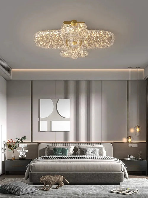 BOSSEN Scandinavian Dining Room Ceiling Pendant Light for Bedroom, Living Room Room Decoration, Gold Foil Resin Lamps and Light - vue 4 sur 15
