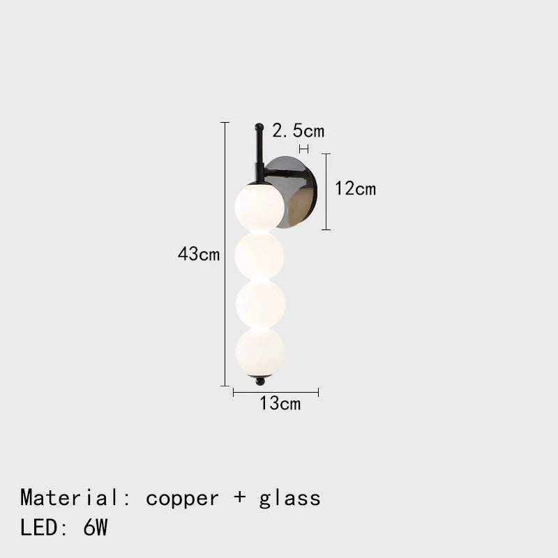 Applique murale design boules en verre blanc - vue 8 sur 12