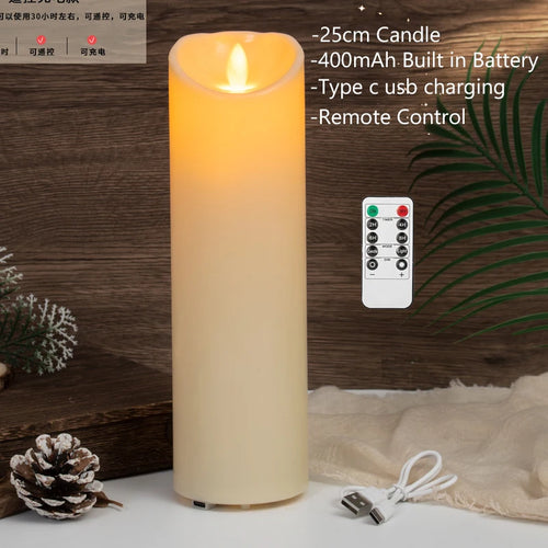 bougie pilier led rechargeable à distance avec minuterie et ambiance festive - vue 11 sur 13