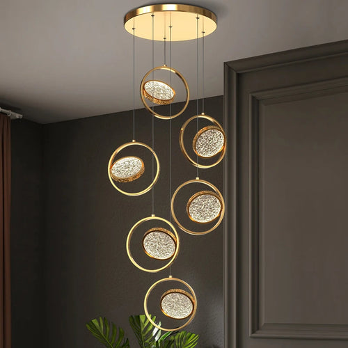 lustre minimaliste deluxe en anneau led pour villa - vue 3 sur 14