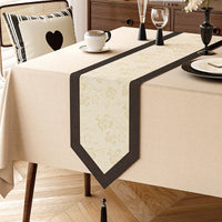 Chemin de table floral vintage lin style campagne beige naturel