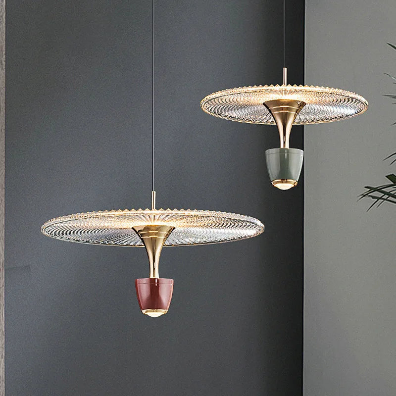 suspension led 	 acrylique rond cordon réglable - vue 1 sur 9
