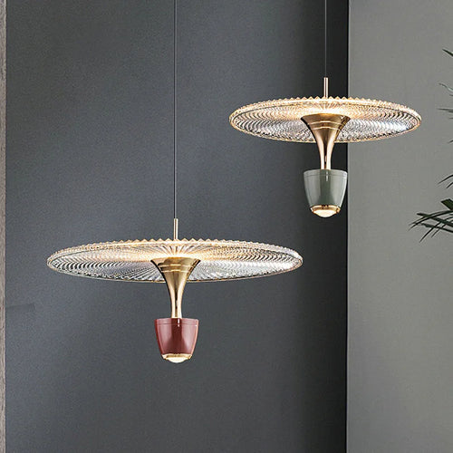 suspension led ronde en acrylique avec cordon réglable - vue 2 sur 9