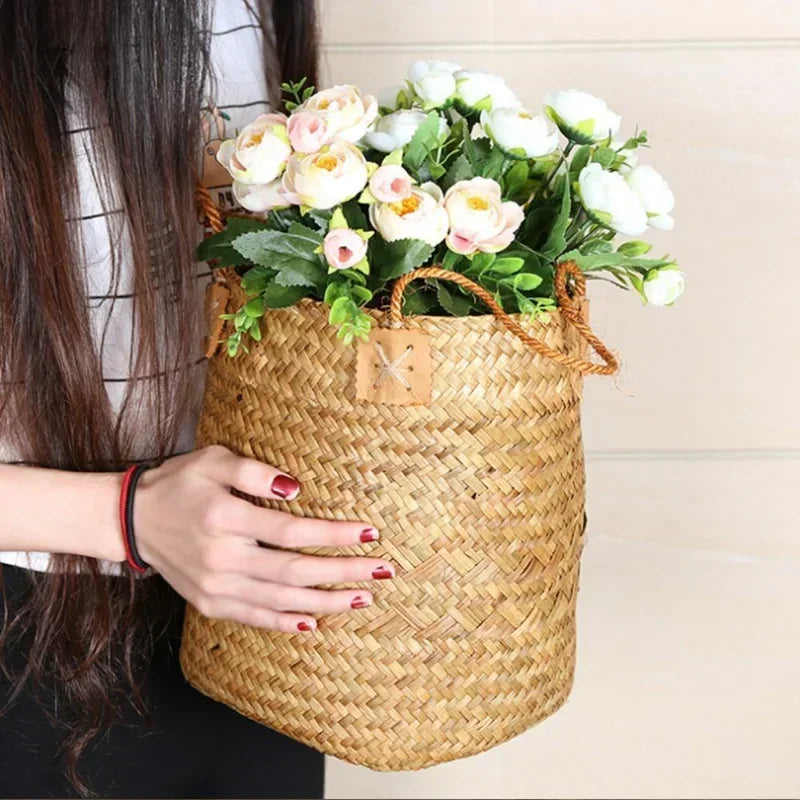 panier de rangement rotin tissé pour fleurs et cadeaux - vue 3 sur 8