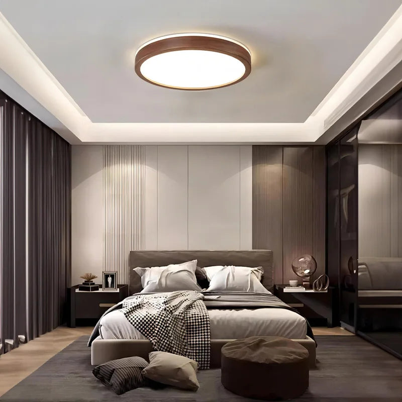 Walnut Wood Ceiling light, Wabi-sabi Simple Modern Vintage style, Bedroom lighting for Bathroom, Bedroom, dining room, Study - vue 2 sur 16