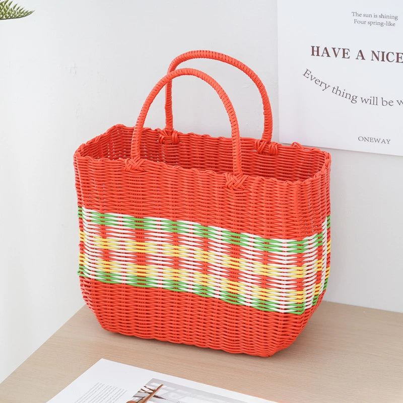 panier tissé imitation rotin pour pique-nique en extérieur - vue 8 sur 22