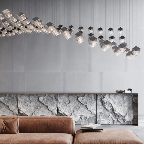 Modern cubic design villa pendant lights, Nordic living room, hotel lobby lights, restaurant, bar interior decoration lights - vue 5 sur 14