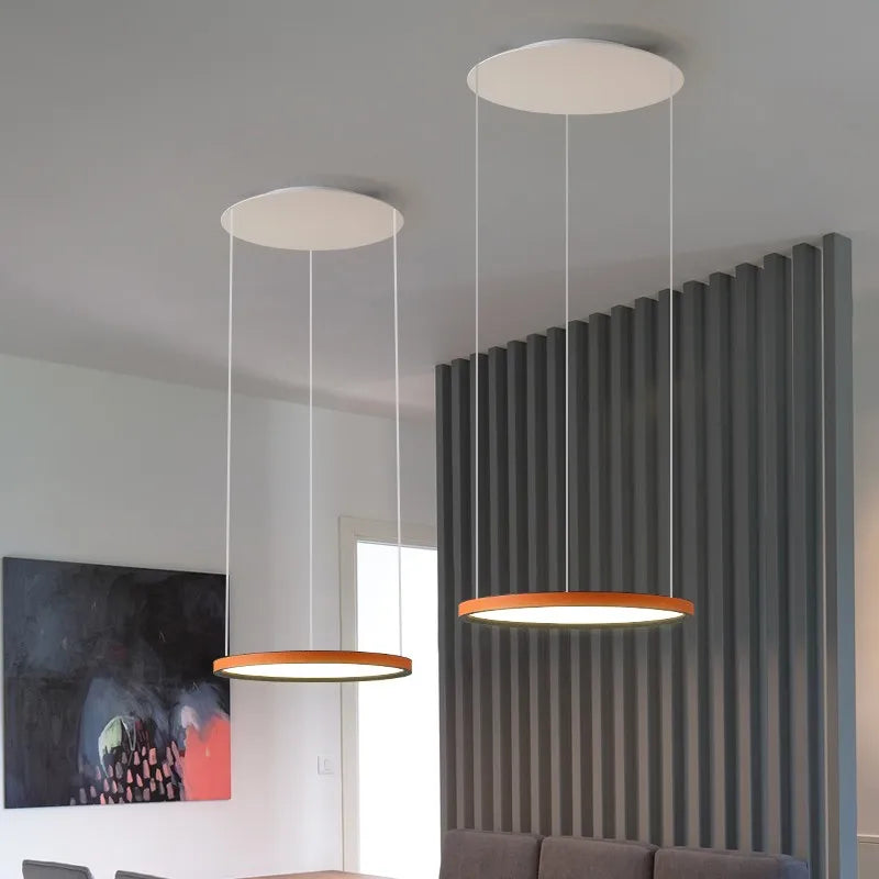 Nordic Modern Minimalist Restaurant Bar, Living Room, Bedroom, Ring Chandelier, Artistic Personality, Real Leather Chandelier - vue 4 sur 10