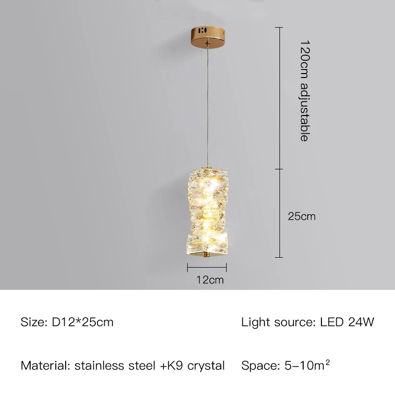suspension nordique moderne en acier inoxydable et cristal décoratif - vue 18 sur 18
