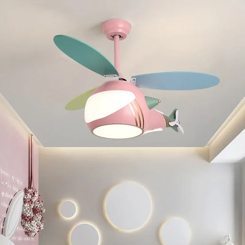 ventilateur créatif hélicoptère pour chambre d'enfant décorative - vue 4 sur 9