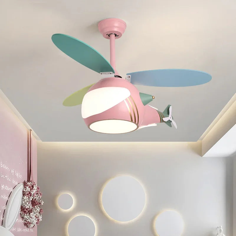 ventilateur créatif hélicoptère pour chambre d'enfant décorative - vue 3 sur 9