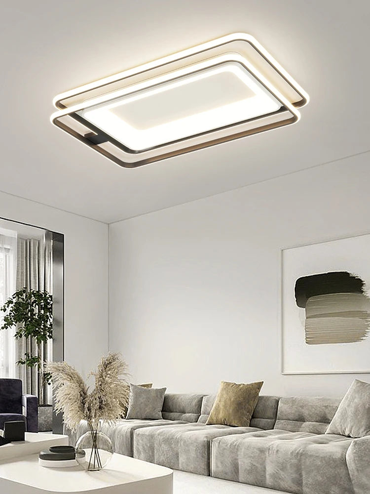 plafonnier led rectangulaire nordique avec télécommande à intensité variable - vue 3 sur 9