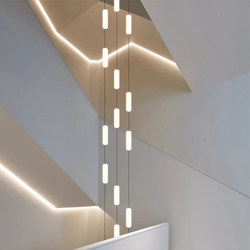 lustre led nordique pour escalier duplex penthouse villa - vue 6 sur 21