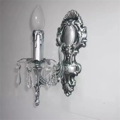 applique murale classique avec suspensions en cristal décoratifs - vue 6 sur 7