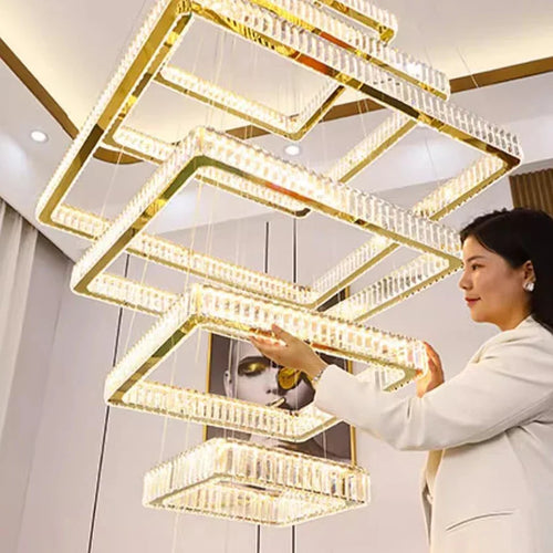 2024 New Modern Home Decoration Crystal Chandelier, Stair Pendant Lamp, Living Room Pendant Lights, Interior Lighting - vue 6 sur 8