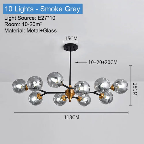 lustre moderne en verre avec éclairage led élégant - vue 12 sur 14