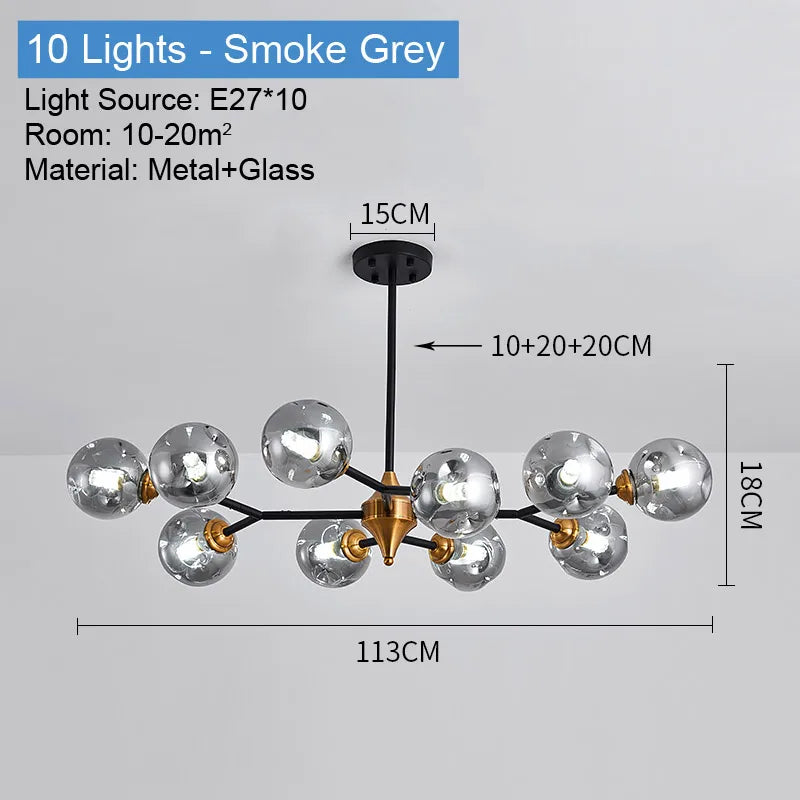 lustre moderne en verre avec éclairage led élégant - vue 11 sur 14