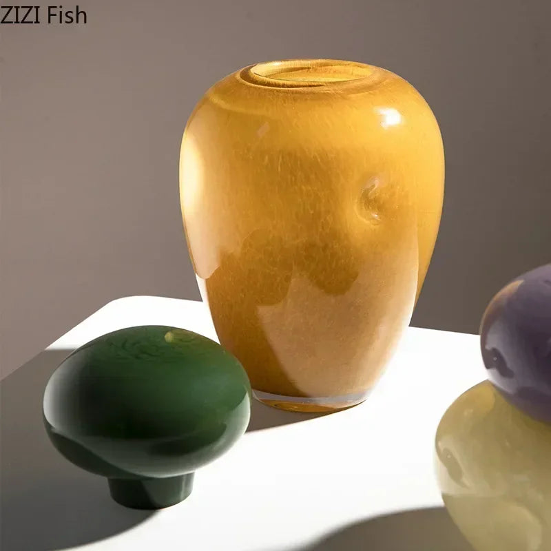 vase elliptique en verre avec couvercle pour fleurs décoratives - vue 4 sur 9