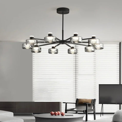 lustre led minimaliste moderne en verre et cuivre - vue 2 sur 15
