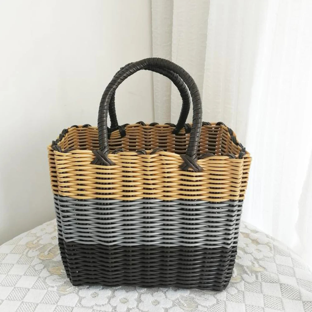 panier tissé en plastique pour rangement et organisation divers - vue 4 sur 7