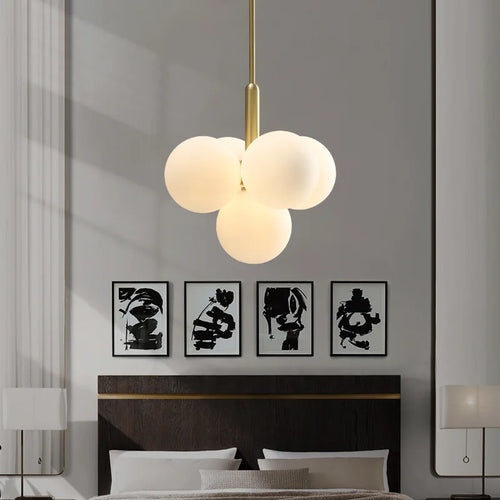 suspension LED design nordique en boule de verre - vue 5 sur 12