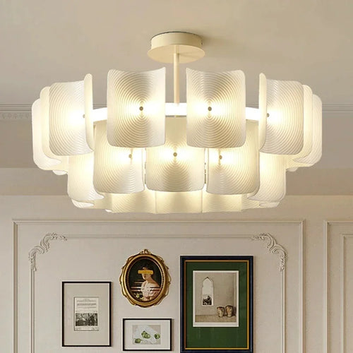 2024 LED Chandeliers Fingerprint Chandelier, Silent Style Eye Protection Living Room Bedroom Luxury Chandelier Home Decoration - vue 4 sur 9