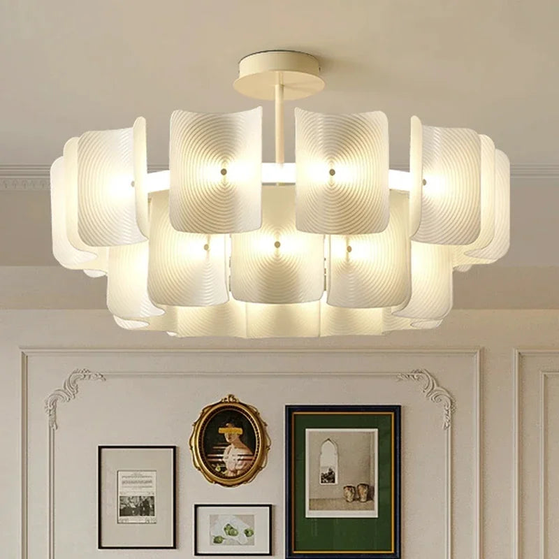 2024 LED Chandeliers Fingerprint Chandelier, Silent Style Eye Protection Living Room Bedroom Luxury Chandelier Home Decoration - vue 3 sur 9