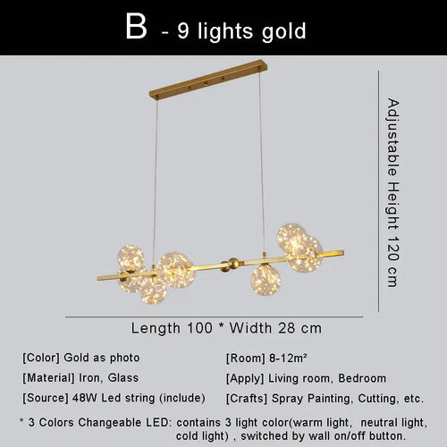 lustre led moderne design nordique pour décoration intérieure - vue 10 sur 18
